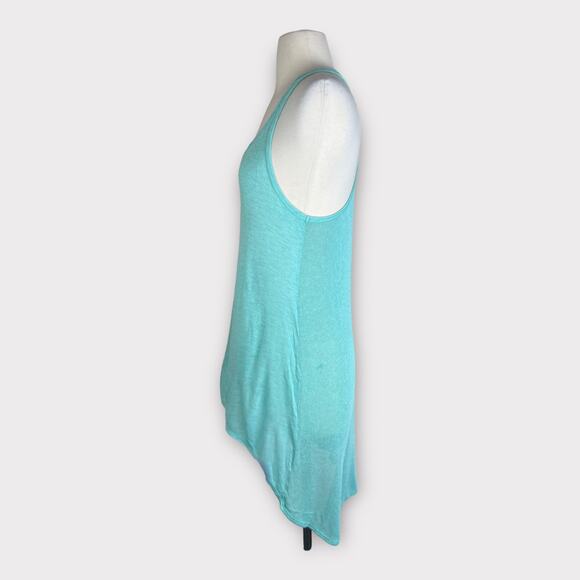 Soprano | Aqua Hi-low Jersey Front Knit Back Tank Top | Medium - Picture 4 of 9